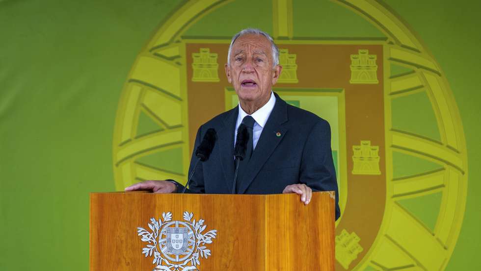 O Presidente da República, Marcelo Rebelo de Sousa, discursa durante a cerimónia comemorativa do 104.º aniversário da Batalha de La Lys e do Dia do Combatente, no Mosteiro da Batalha, 9 de Abril de 2022. SÉRGIO AZENHA/LUSA