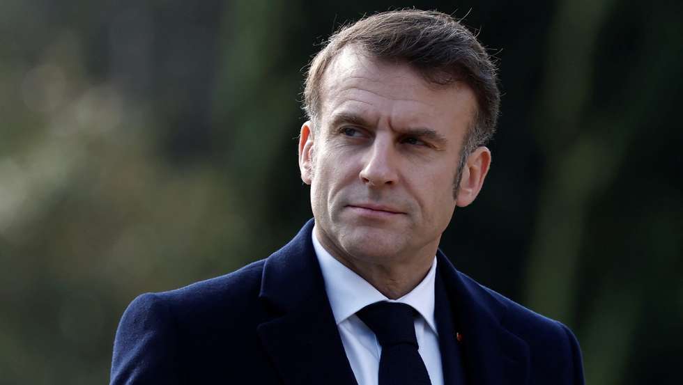 epa11890014 French President Emmanuel Macron attends a ceremony to remember Indian soldiers killed in World War One at the Mazargues cemetery as part of a visit in Marseille, France, 12 February 2025.  EPA/Christian Hartmann / POOL MAXPPP OUT