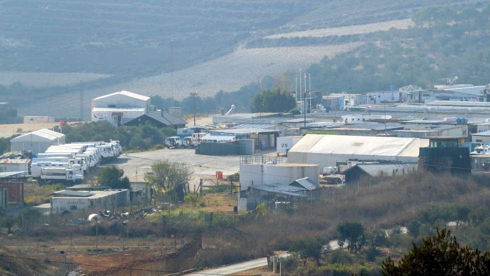 epa11652790 The base of the United Nations Interim Forces in Lebanon (UNIFIL) in Ebel El Saqi Marjeyoun District, southern Lebanon, 10 October 2024. Two peacekeepers sustained non-serious injuries but remain in hospital after an Israeli tank fired toward an observation tower at UNIFIL's headquarters in Naqoura, directly hitting it and causing them to fall, UNIFIL stated on 10 October. Israeli soldiers also fired on UN position (UNP) in Labbouneh and 'deliberately fired at and disabled' the position's perimeter-monitoring cameras in separate incidents, UNIFIL added.  EPA/STRINGER