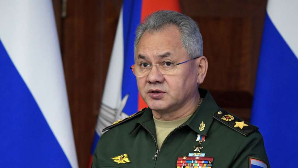 epa09652547 Russian Defence Minister Sergei Shoigu speaks during an expanded meeting of the Russian Defence Ministry Board in Moscow, Russia, 21 December 2021.  EPA/MIKHAIL TERESHCHENKO / KREMLIN POOL / SPUTNIK MANDATORY CREDIT