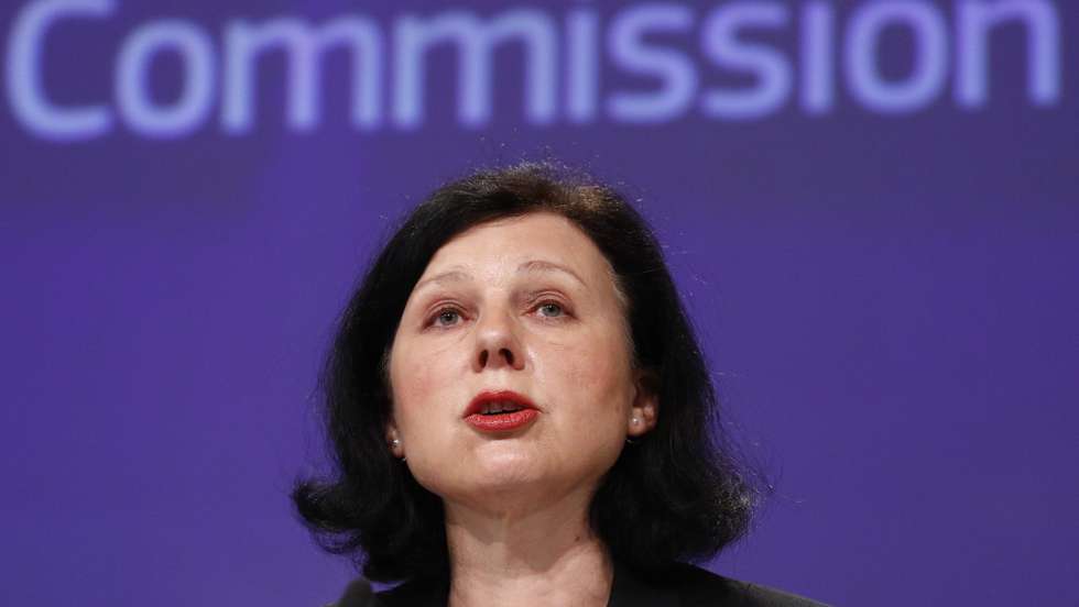 epa08391091 European Commission Vice-President Vera Jourova holds a news conference after a college meeting of the EU executive in Brussels, Belgium, 29 April 2020. According to reports, European Union executive has launched infringement procedure against Poland regarding the new Judiciary bill from December 2019. Polish Government has two months to reply to the Letter of Formal Notice.  EPA/FRANCOIS LENOIR / POOL