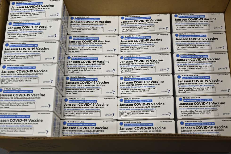 epa09045028 The first boxes of the Johnson and Johnson COVID vaccines at the McKesson Facility in Shepherdsville, Kentucky, USA, 01 March 2021. US Food and Drug Administration (FDA) on 27 February approved Johnson &amp; Johnson single dose coronavirus vaccine, of which 3.9 doses will be distributed all over US.  EPA/TIMOTHY D. EASLEY / POOL
