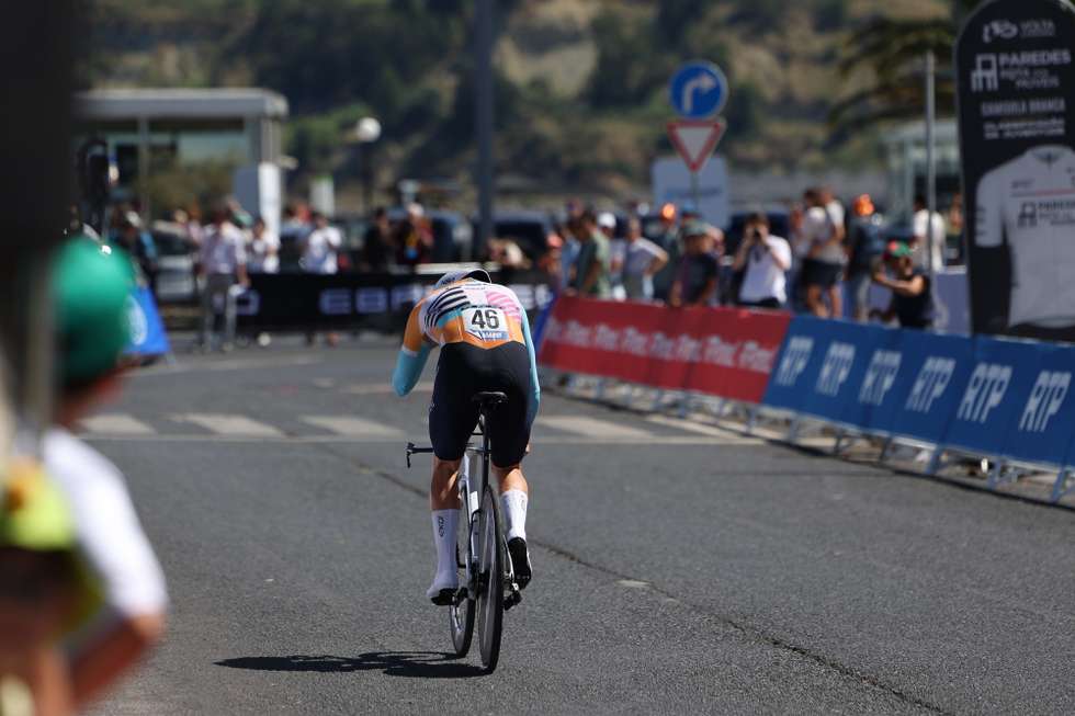 File picture from prologue, on 05 august 2026 of British rider Finlay Tarling of NSN Development Team who suffered a fatal accident near Ponte de Lima during the 8th stage of the 87th Portugal Cycling Tour cycling race over 166,8 km, from Melgaco to Fafe, Portugal, 14 August 2026. NUNO VEIGA/LUSA