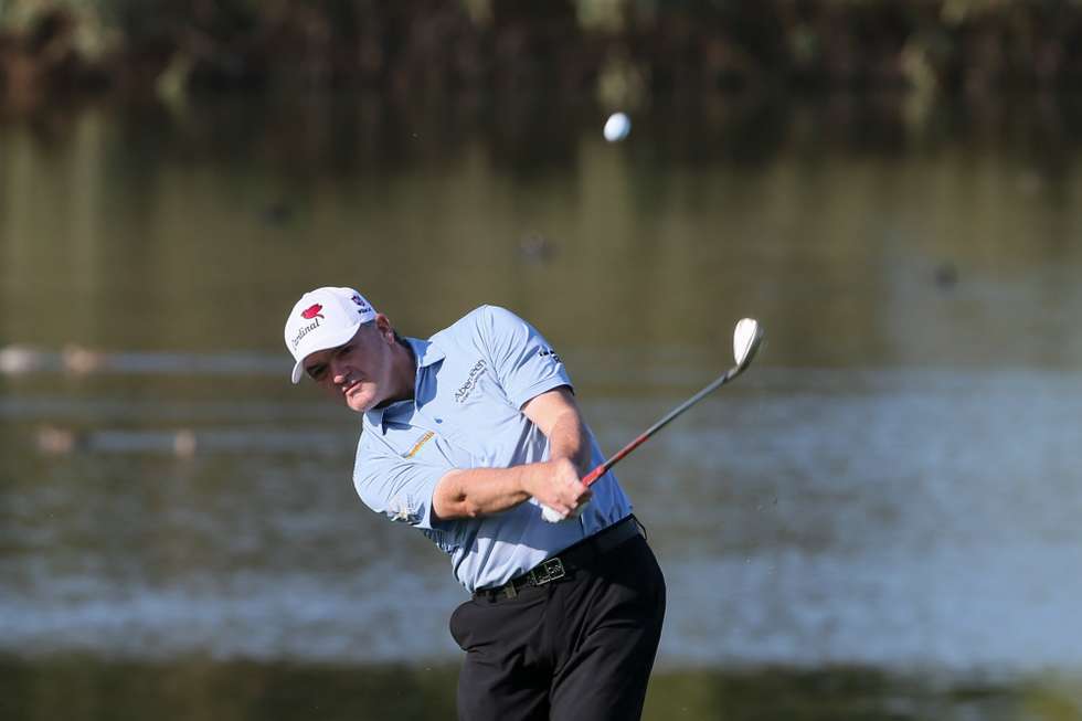 epa06217453 Scottish golfer Paul Lawrie in action on the first day of the Portugal Masters golf tournament in Vilamoura, Algarve, Portugal, 21 September 2017.  EPA/LUIS FORRA
