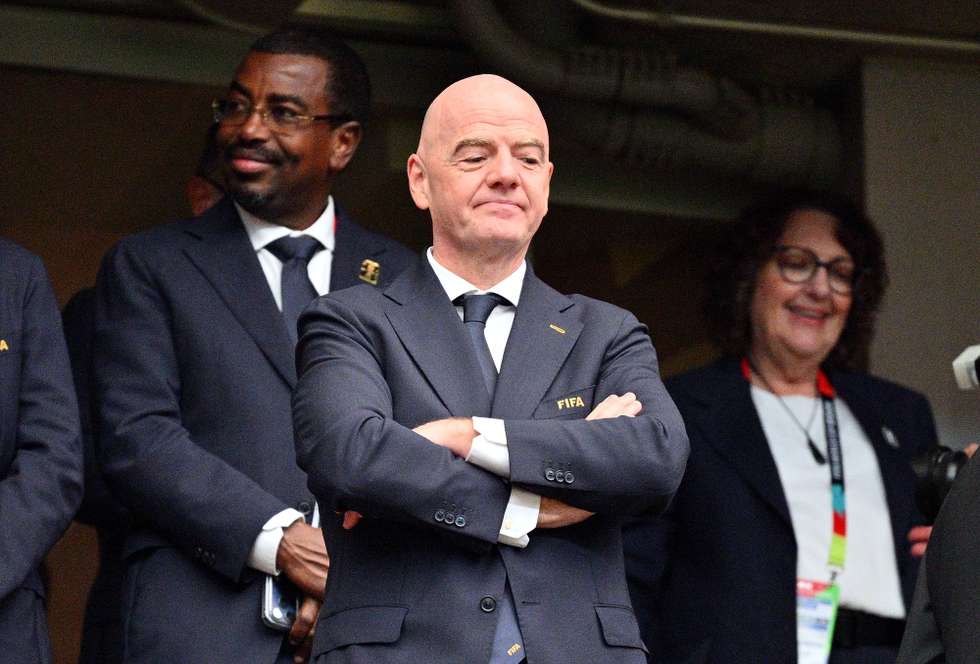 epa13086588 FIFA President Gianni Infantino during the FIFA World Cup 2026 Round of 16 match Canada against Morocco, in Houston, USA, 04 July 2026.  EPA/SAM WASSON