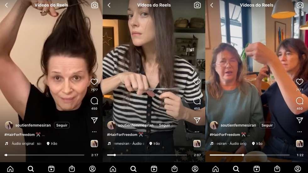 O vídeo foi publicado esta quarta-feira nas redes sociais na página "Soutien Femmes Iran"