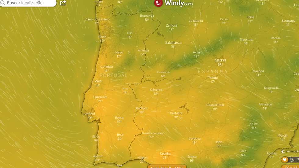 As temperaturas a partir de terça