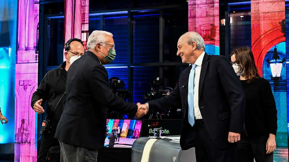 Debate televisivo entre António Costa, candidato pelo Partido Socialista (PS), e Rui Rio, candidato pelo Partido Social Democrata (PSD). As eleições legislativas realizam-se no próximo dia 30 de janeiro de 2022. Lisboa, 13 de janeiro de 2022. PEDRO PINA/RTP/OBSERVADOR