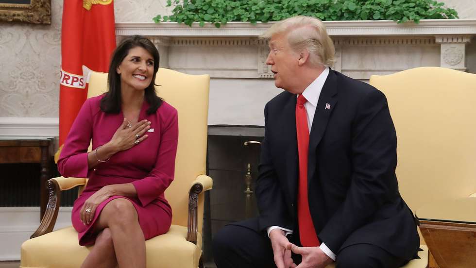 President Trump Meets With UN Ambassador Nikki Haley At The White House