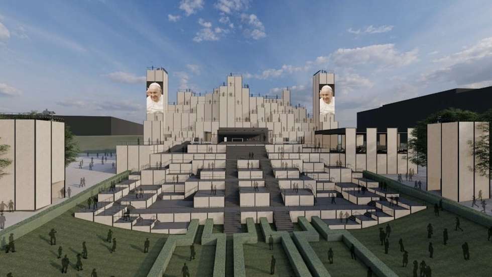 Esta foi uma das propostas de altar-palco rejeitadas pela Câmara para o Parque Eduardo VII