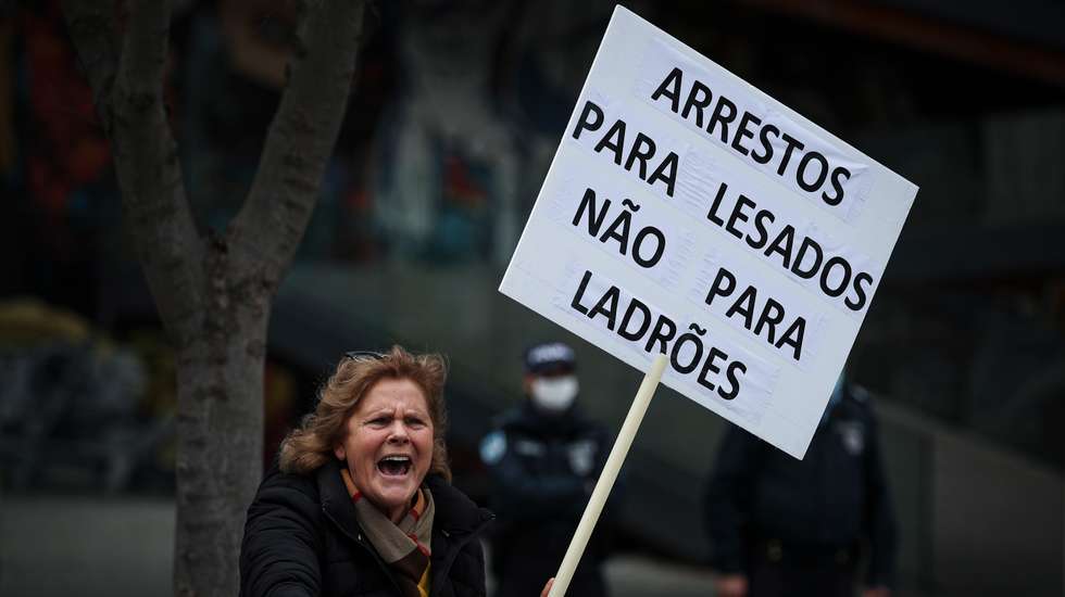 Leitura do acórdão do processo de Ricardo Salgado no âmbito da Operação Marquês, no Campus de Justiça. No exterior decorreu um protesto dos lesados do BES/Novo Banco. Lisboa, 07 de Março de 2022 FILIPE AMORIM/OBSERVADOR