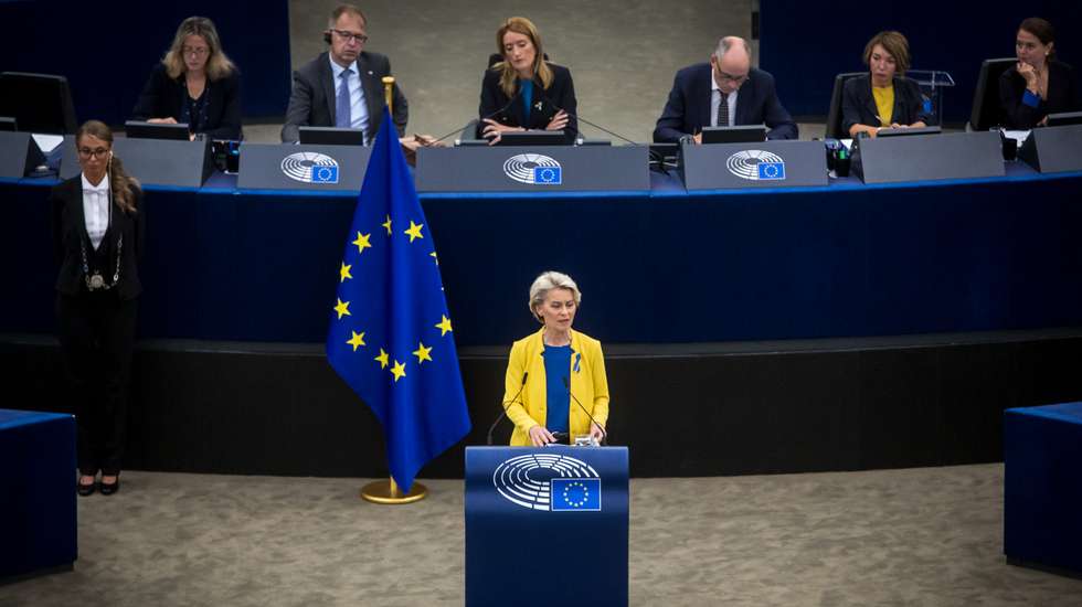 PARLAMENTO EUROPEU (PE): Estado da União: Discurso da Presidente da Comissão Europeia, Ursula von der Leyen a dar início ao debate sobre o Estado da União. 14 de Setembro de 2022 Parlamento Europeu, Estrasburgo TOMÁS SILVA/OBSERVADOR