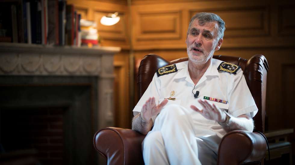 Entrevista com o Almirante Henrique ​​​​​​​​​​​​​​​​​​​Gouveia e Melo, Chefe do Estado-Maior da Armada, fotografado nas instalações centrais da Marinha. Lisboa, 12 de Julho de 2022. FILIPE AMORIM/OBSERVADOR