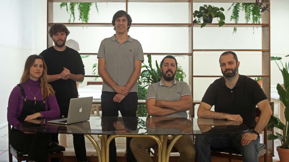 Catarina Monteiro com os quatro fundadores: André Santos, André Gonçalves, André Moniz e André Góis