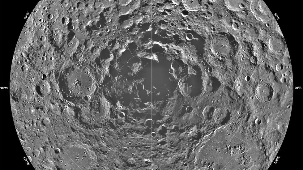 Crateras no polo sul da Lua_NASA