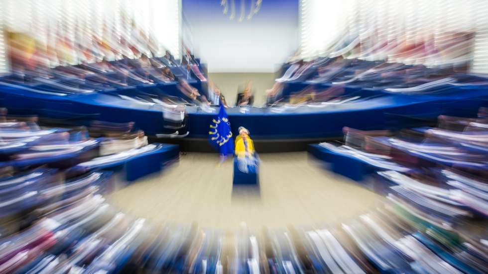 PARLAMENTO EUROPEU (PE): Estado da União: Discurso da Presidente da Comissão Europeia, Ursula von der Leyen a dar início ao debate sobre o Estado da União. Esteve presente durante todo o plenário, Olena Zenlenska, 1ª dama da Ucrânia que entrou no hemiciclo acompanhada de Roberta Metsola, presidente do PE e Ursula von der Leyen. 14 de Setembro de 2022 Parlamento Europeu, Estrasburgo TOMÁS SILVA/OBSERVADOR
