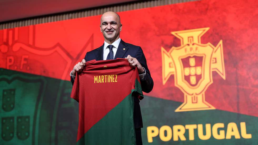 Apresentação do novo selecionador de Portugal, Roberto Martínez, na Cidade do Futebol. Fernando Gomes, Presidente da Federação Portuguesa de Futebol, apresentou o selecionador. Oeiras, 09 de Janeiro de 2023. FILIPE AMORIM/OBSERVADOR