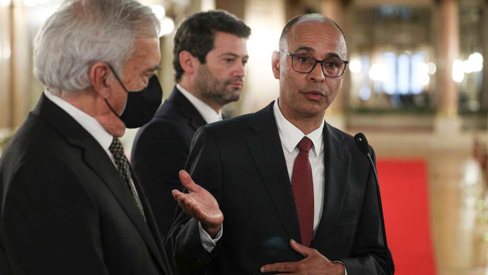 Eleição dos vice-presidentes, secretários e vice-secretários da Assembleia da República da XV Legislatura. Gabriel Mithá Ribeiro, O presidente e deputado do Chega, André Ventura e Diogo Pacheco Amorim Lisboa, 31 de Março de 2022. FILIPE AMORIM/OBSERVADOR