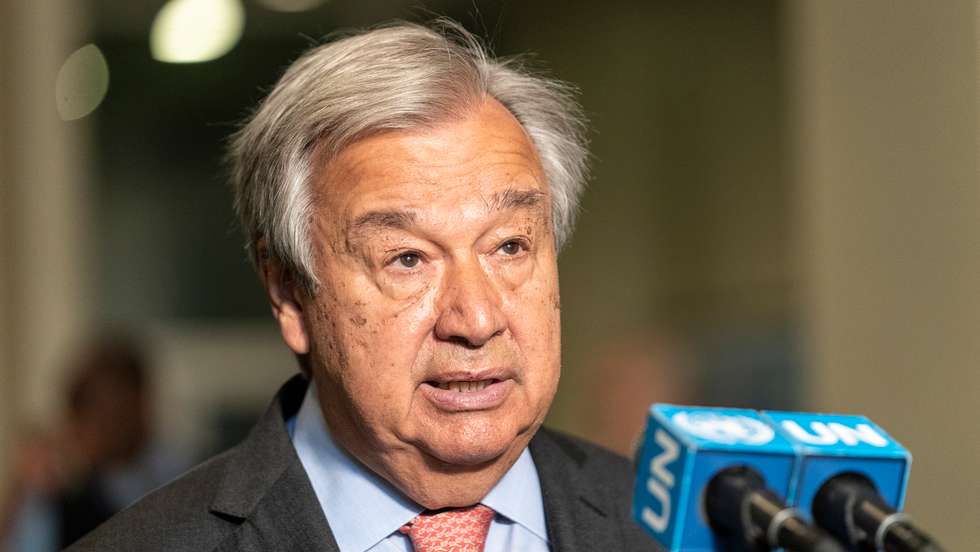 UN Secretary-General Antonio Guterres delivers remarks at