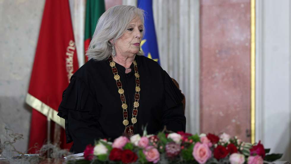 Cerimónia de abertura do ano judicial, no Salão Nobre do Supremo Tribunal de Justiça. A cerimónia conta com a presença do Presidente da República, Marcelo Rebelo de Sousa, do presidente da Assembleia da República, Augusto Santos Silva, da ministra da Justiça, Catarina Sarmento e Castro, da procuradora-geral da República, Lucília Gago, do Presidente do Supremo Tribunal de Justiça, Juiz Conselheiro Henrique Araújo e do bastonário da Ordem dos Advogados, Luís Menezes Leitão. Lisboa, 20 de Abril de 2022. FILIPE AMORIM/OBSERVADOR