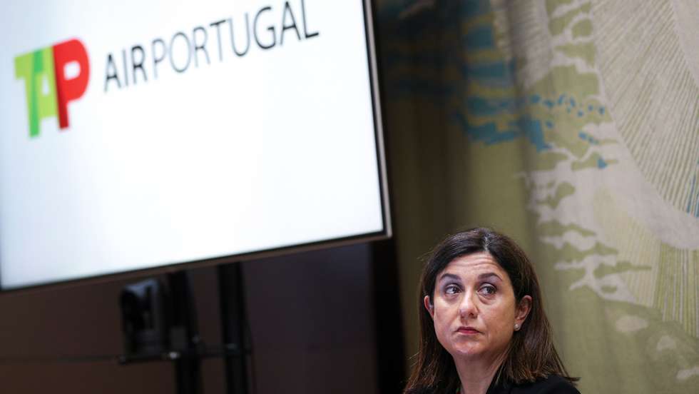 Apresentação de resultados de 2021 da TAP com a presença da presidente executiva (CEO) da TAP, Christine Ourmières-Widener e de Gonçalo Pires (CFO) da TAP. Lisboa, 11 de Abril de 2022. FILIPE AMORIM/OBSERVADOR