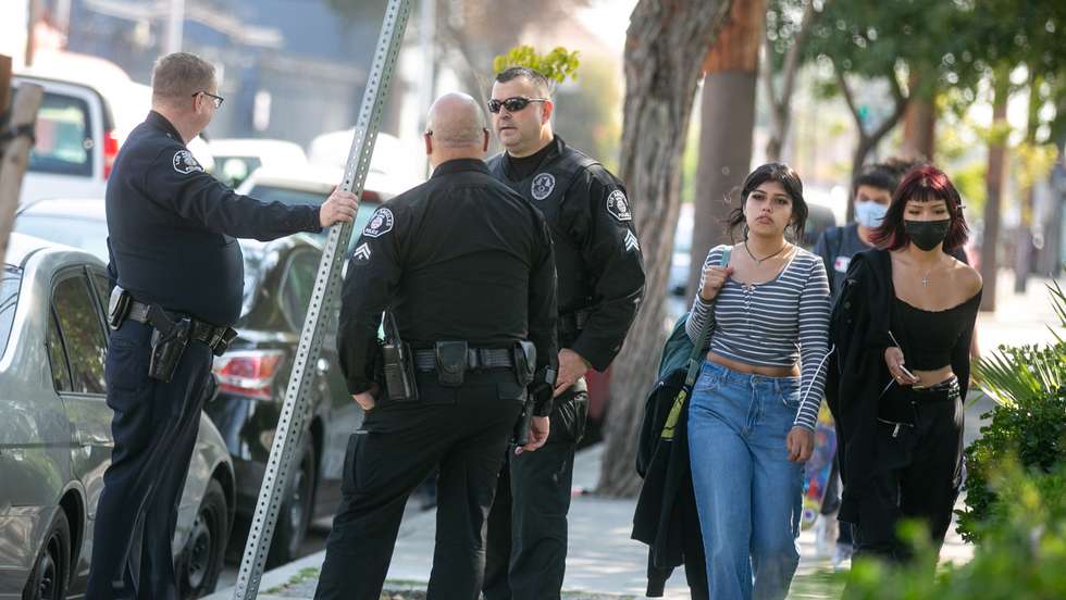 Two people have been injured in a shooting outside Santee High School in Los Angeles