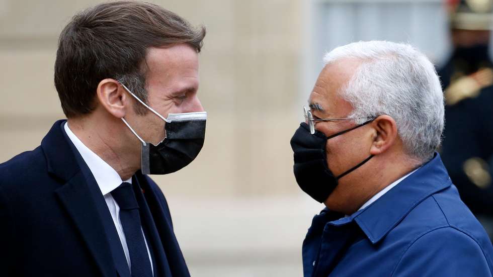 French President Emmanuel Macron Receives Portugal's Prime Minister At Elysee Palace