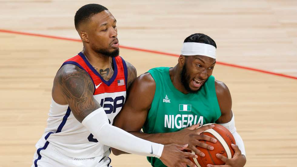 Damian Lillard, uma das muitas estrelas norte-americanas que vão aos Jogos, não conseguiu fazer nada contra a boa exibição dos nigerianos