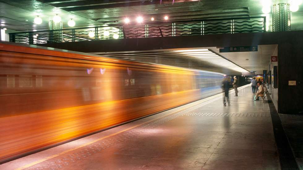 Metro station at Estacio de Oriente Interchange, Parque da Nacoes, Lisbon, Portugal. Designed by Santiago Calatrava.