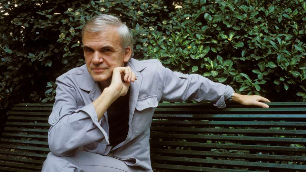 The close-up of Milan Kundera, NB 186204, in Paris, France on August 02nd, 1984