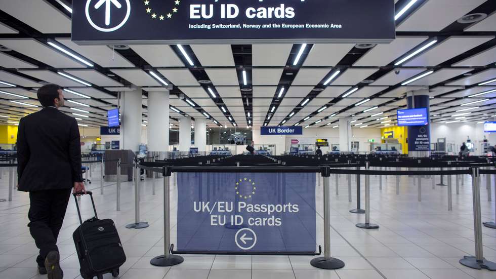 Passport control at Gatwick Airport