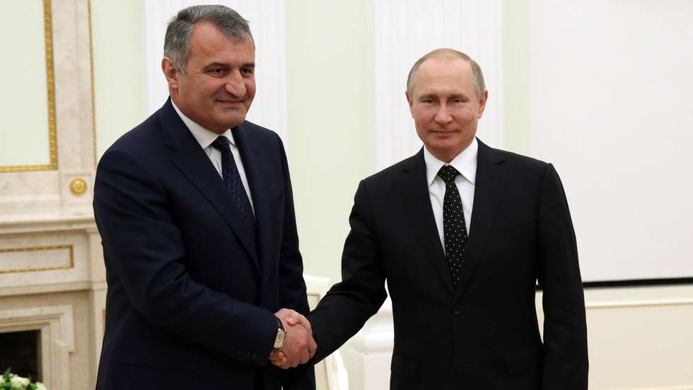 Russian President Vladimir Putin receives South Ossetian leader Anatoly Bibilov at the Kremlin