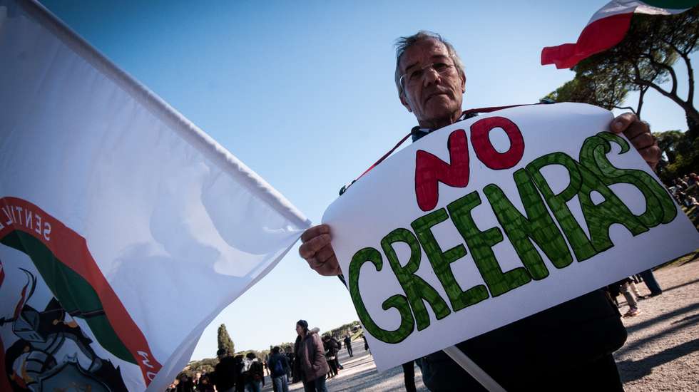 No Green Pass Demonstration In Rome