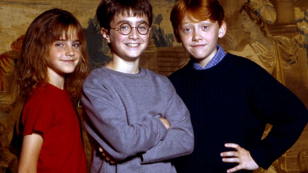 Daniel Radcliffe, Rupert Grint e Emma Watson – que deram vida a Harry Potter, Ron Weasley e Hermione Granger, respetivamente, na saga Harry Potter