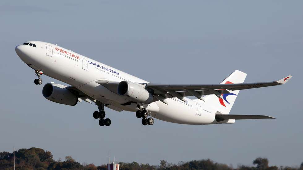 A China Eastern Airlines Airbus 330 taking off from Milan