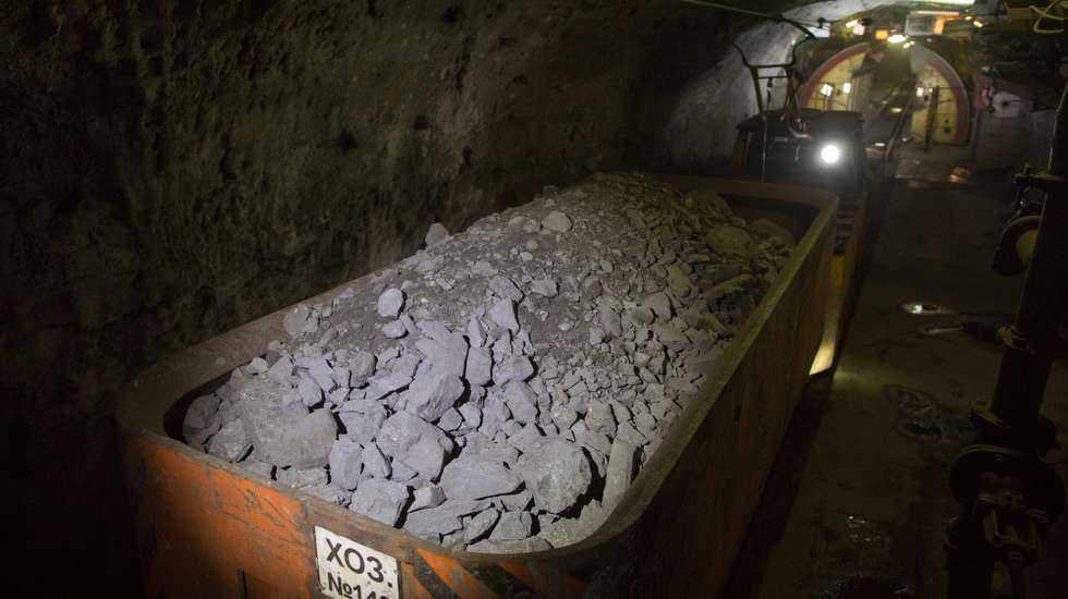 Excavated copper ore sits inside a cart at the Taymyrsky copper mine, operated by MMC Norilsk Nickel PJSC, in Norilsk, Russia, on Wednesday, Oct. 18, 2017. Norilsk Nickel, which mines the rich deposits of nickel, copper and palladium near Norilsk, has spent 2.5 billion rubles ($40 million) to lay fiber-optic cabling in the Siberian tundra. Photographer: Andrey Rudakov/Bloomberg via Getty Images