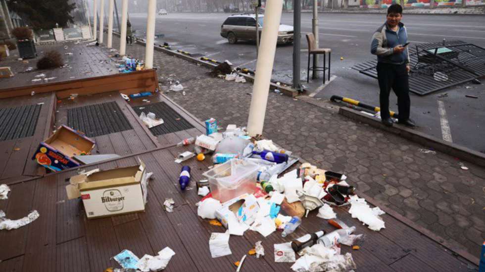 Damage from unrest in Almaty, Kazakhstan