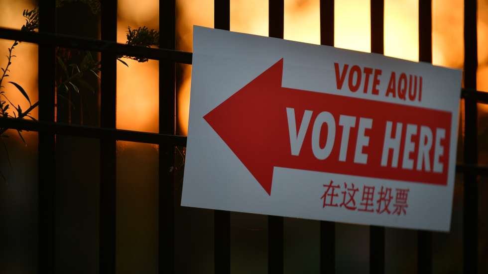 WASHINGTON, D.C. - NOVEMBER 8: An election sign has been placed