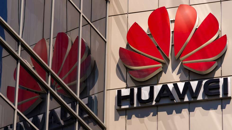 Huawei logo, in Bucharest, Romania.