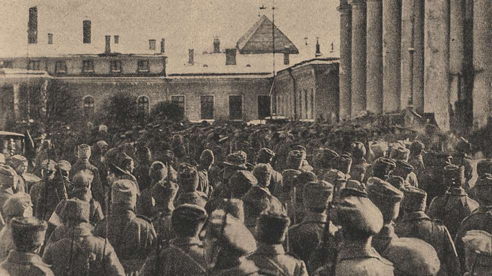 Manifestation of revolutionary troops in front of the State Duma during the February Revolution, 191