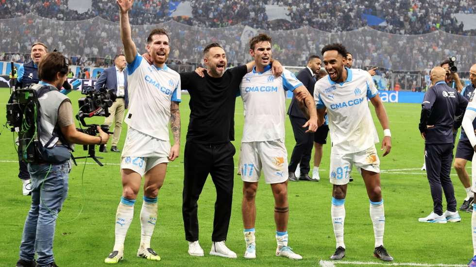 O treinador italiano festejou a vitória de forma efusiva no relvado depois do apito final