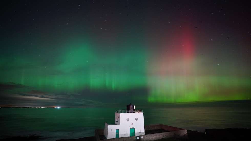 Northern lights or aurora borealis over the Bukk Mountains are seen in Bogacs, Hungary on 5 November 2023