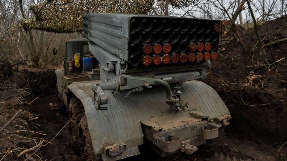 A Ukrainian multiple-launch rocket system is hiding among