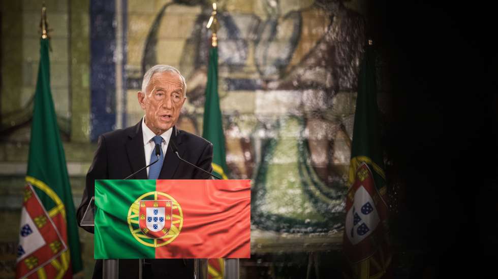Marcelo Rebelo de Sousa na Faculdade de Direito de Lisboa após a vitória nas eleições