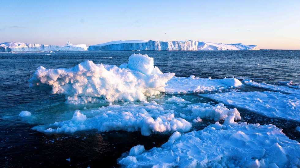 Icebergs affected by climate change in Greenland