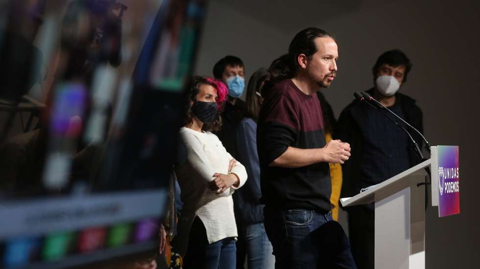 Unidas Podemos Follows The Results Of The Voting. Elections 4-m 2021 Madrid