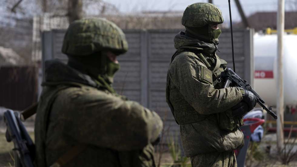 Soldados russos em Mariupol
