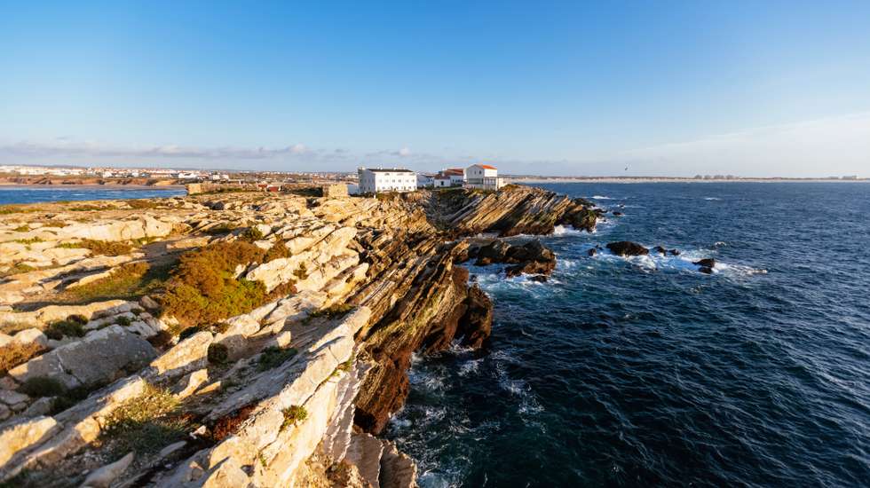 Peniche town on the cliff by the ocean, Leiria District, Portugal
