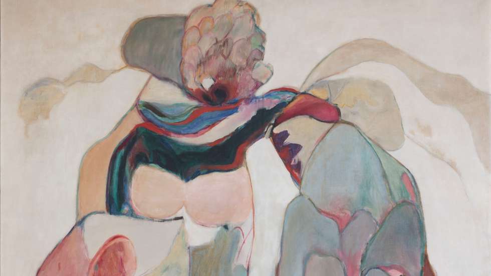 Pormenor de "Antepassados" (1966), obra de Menez de tinta acrílica sobre tela (coleção Salette Brandão)