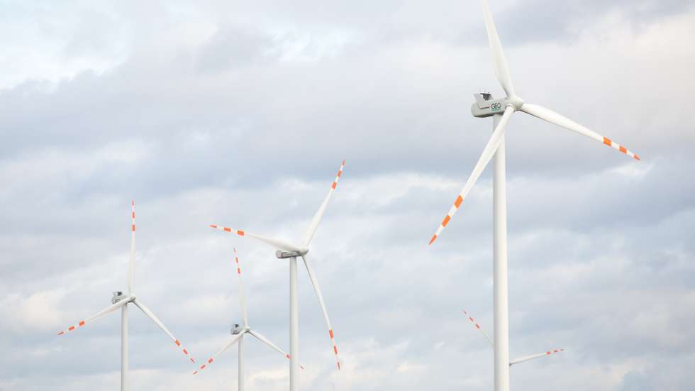 Wind turbines seen near the border between Poland and